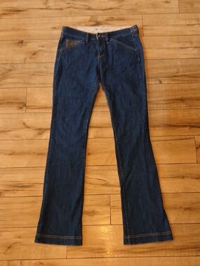 BCBGMAXAZRIA Women's Dark Blue Women's Straight Leg Jeans - Classic Denim 29